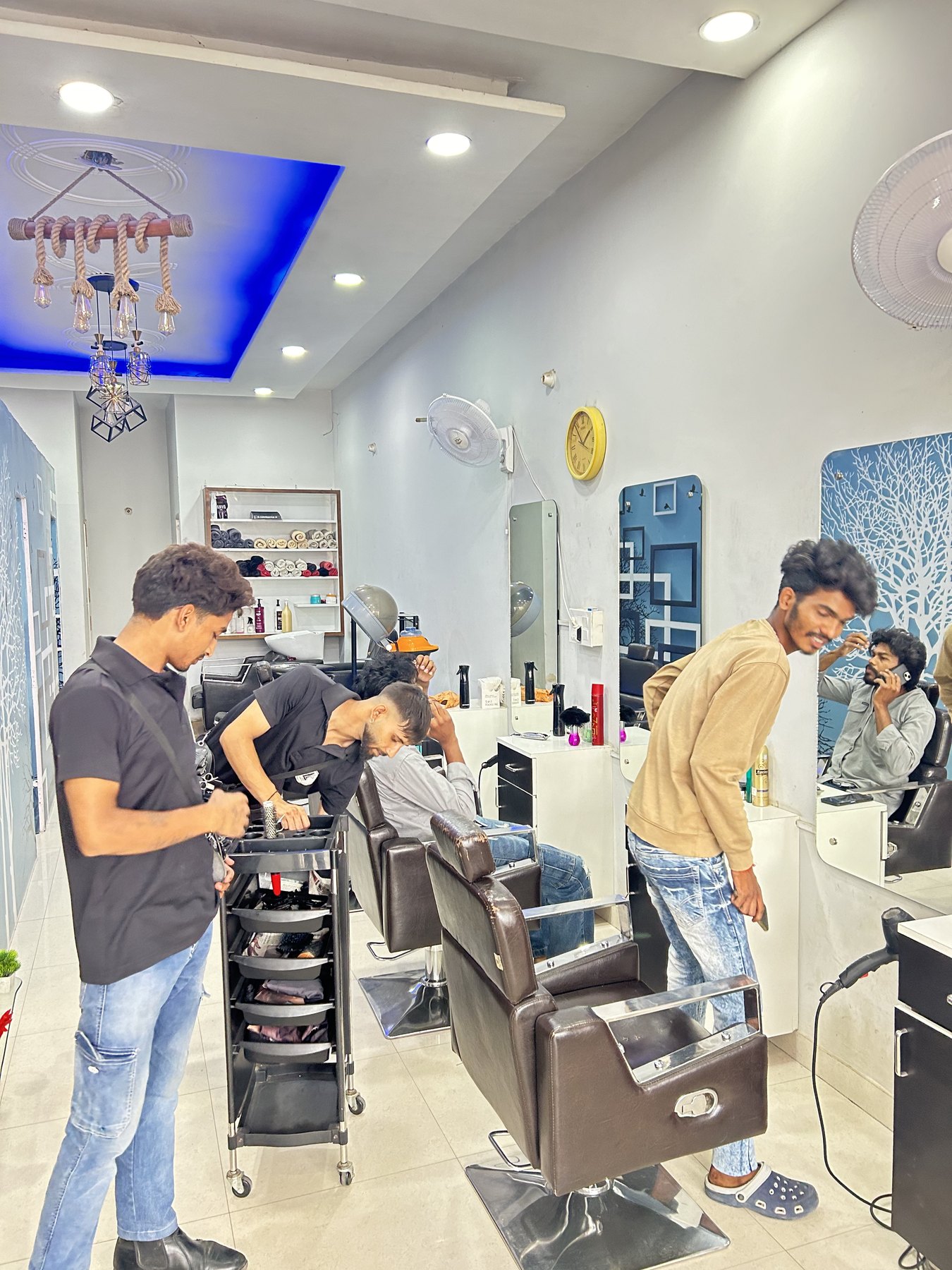 Haircut in progress at Luxe Lights